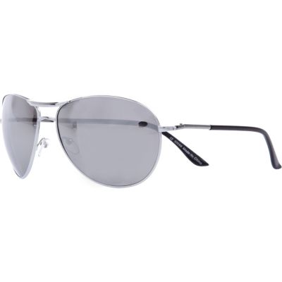 Grey metal mirrored aviator sunglasses