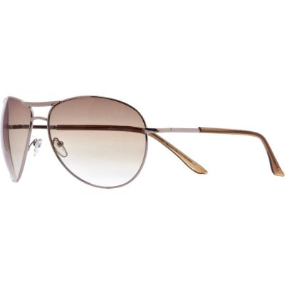 Brown tinted metal aviator sunglasses
