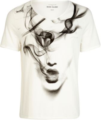 Ecru smoke girl print t-shirt