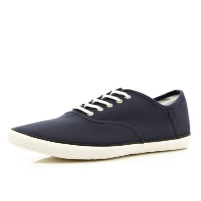 Navy canvas lace up plimsolls
