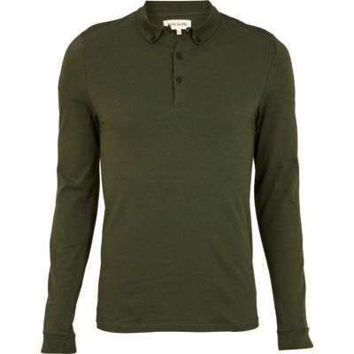 Green long sleeve polo shirt 