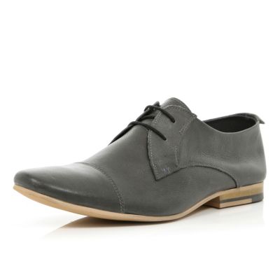Grey stitched panel lace up formal shoes