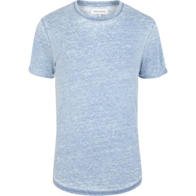 Blue burnout crew neck short sleeve t-shirt