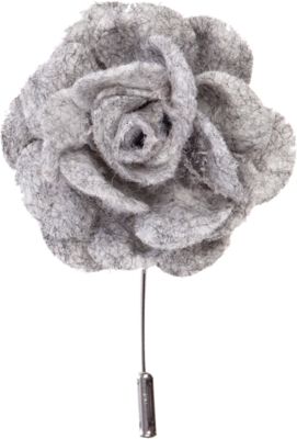 Grey soft fabric flower lapel pin
