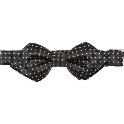 Black polka dot bow tie
