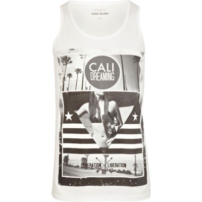 White Cali dreaming photo print vest