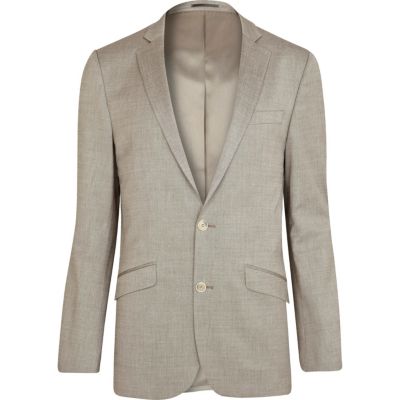 Stone slim fit suit jacket