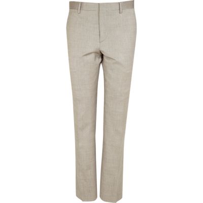 Stone slim fit suit trousers