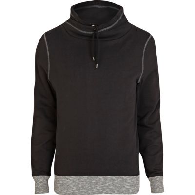 Black cowl neck contrast trim sweatshirt