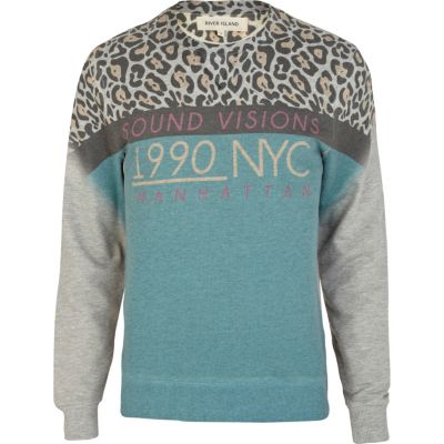 Grey leopard Sound Visions print sweatshirt