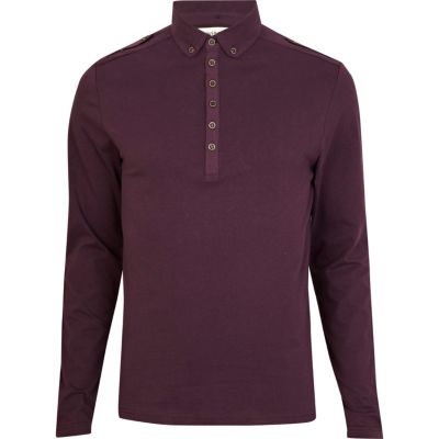 Purple long sleeve military polo shirt