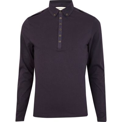Navy long sleeve military polo shirt