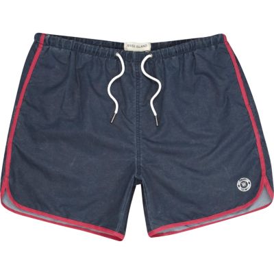 Navy contrast trim runner swim shorts