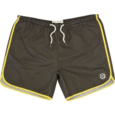 Black contrast trim runner swim shorts