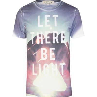 White let there be light washed print t-shirt