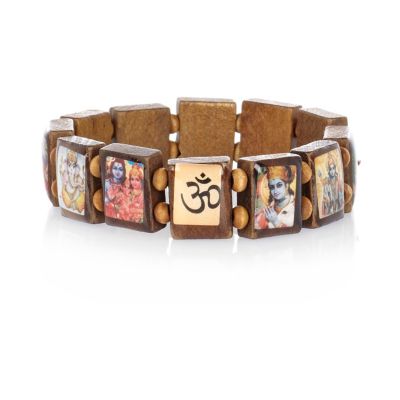 Brown wooden tile print bracelet
