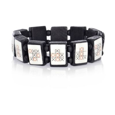 Black wooden word tile print bracelet