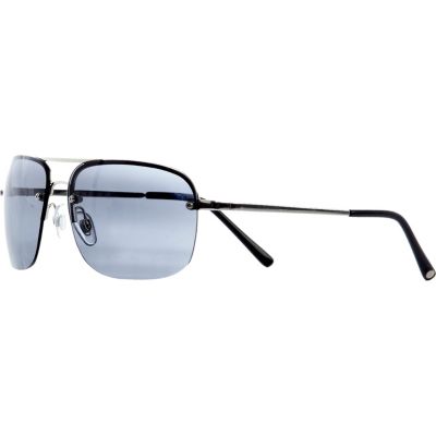 Grey metal rimless aviator sunglasses