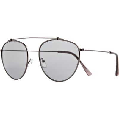Grey metal aviator sunglasses