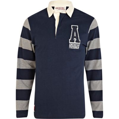 Navy American Freshman stripe rugby shirt