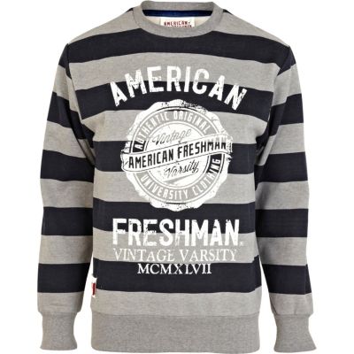 Grey American Freshman stripe sweatshirt