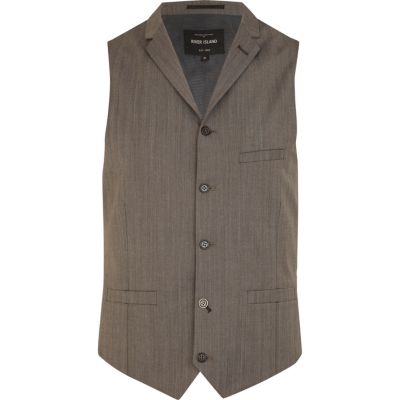 Brown herringbone smart waistcoat