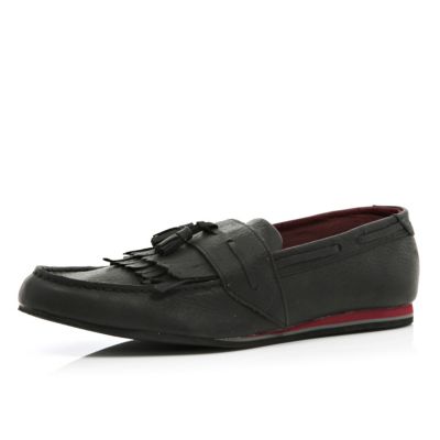 Black Dispair fringed loafers