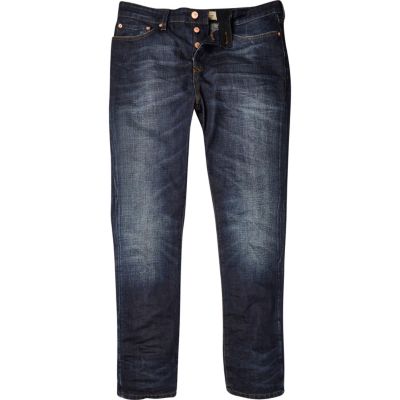 Dark wash coated Dylan slim jeans