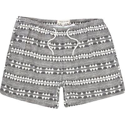 Black zig zag print swim shorts