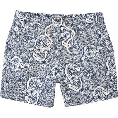 Blue floral print swim shorts