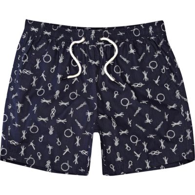 Blue rope print swim shorts