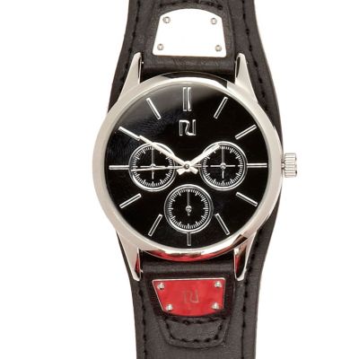 Black metal plate watch