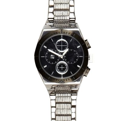 Silver tone textured bracelet watch