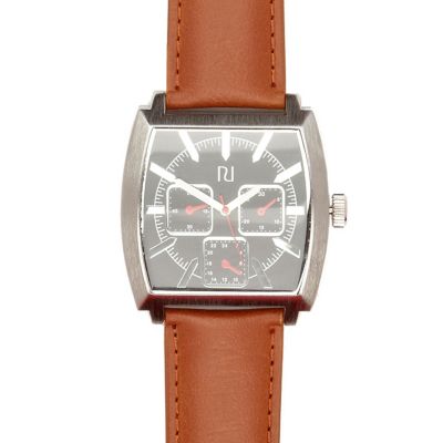 Brown triple dial watch