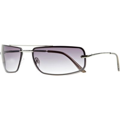 Grey rimless metal aviator sunglasses