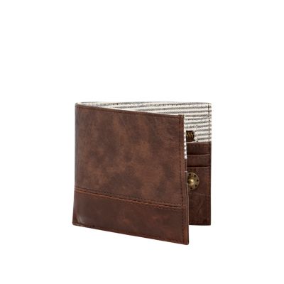 Brown block panel fold over wallet