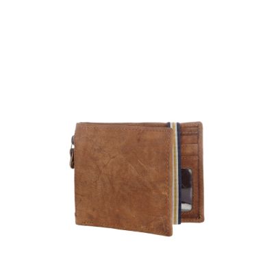 Brown leather side zip wallet