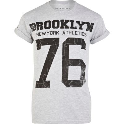 Grey brooklyn athletic print t-shirt