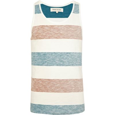 White reverse block stripe vest