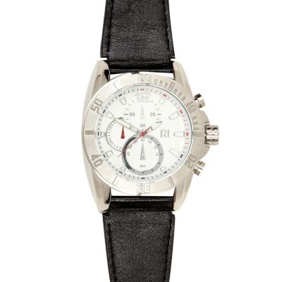 Black triple dial watch