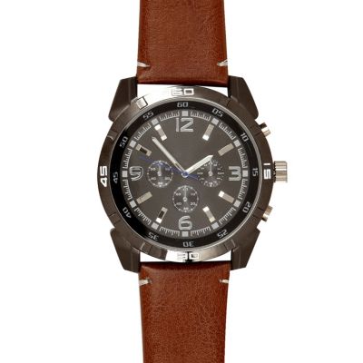 Brown oversized face watch