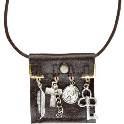 Brown envelope pouch necklace 