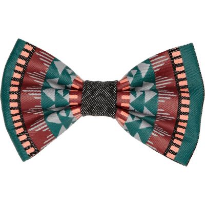 Brown aztec print bow tie 