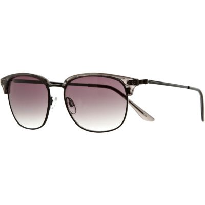 Grey half frame retro sunglasses