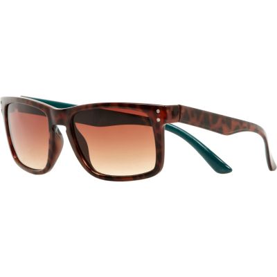 Brown tortoise two-tone retro sunglasses