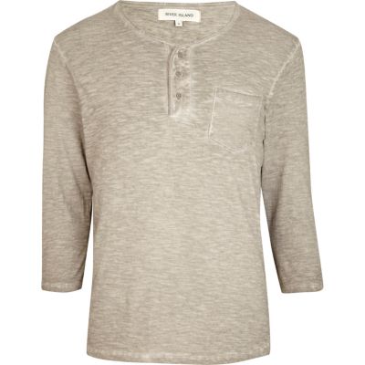 Ecru over dye grandad t-shirt