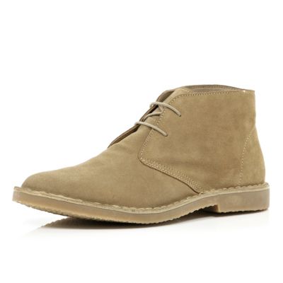 Stone suede lace up desert boots
