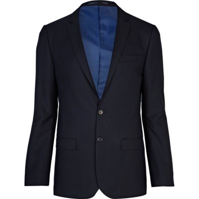 Navy skinny fit suit jacket