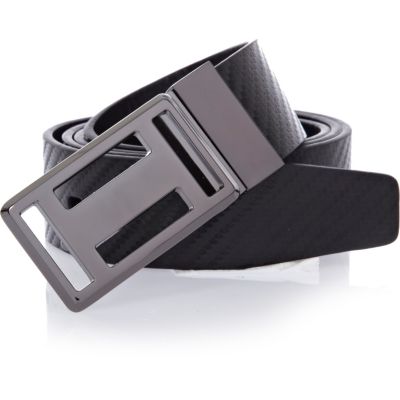 Black metal plate reversible belt 