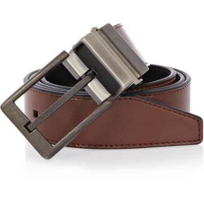 Dark brown reversible textured belt 